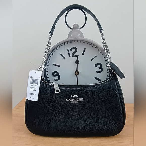 NWT! Stunning Coach Black Leather Teri Shoulder Bag With Silver Hardware - Picture 10 of 11